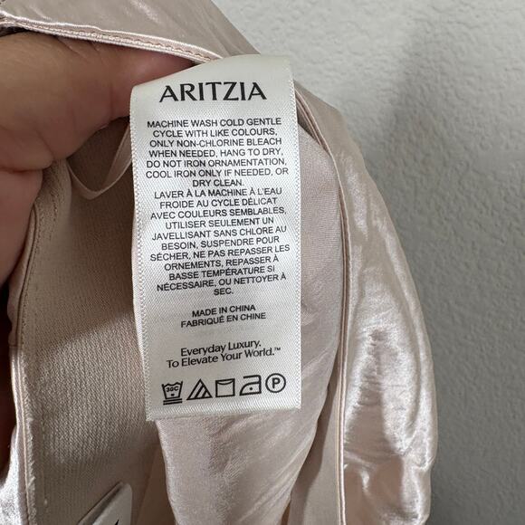 Babaton Aritzia Size 2 Satin Slip Midi A Line Skirt Denude Tan Pink - Picture 9 of 10